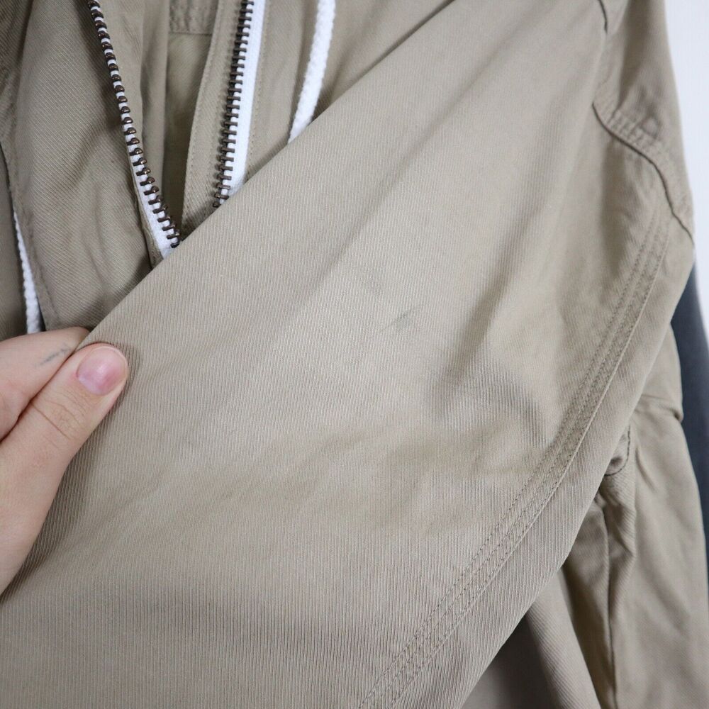Brochu Walker Size S Prato Drawcord Anorak Coat Khaki Brown Hooded Zip - Picture 8 of 13